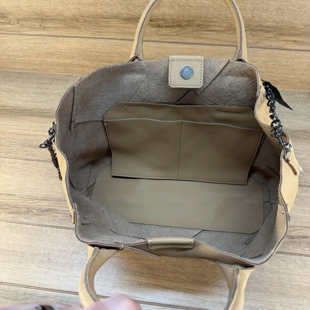 New Fashion Falor 1980 Firenze Camel Brown Italy Soft Leather‎ Chain Handbag